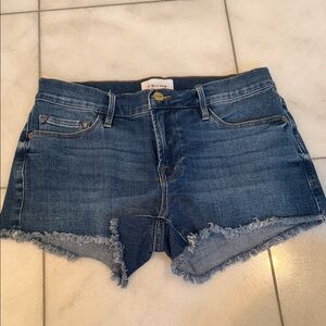 Frame Denim Blue Frayed Hem Le Cutoff Jean Shorts Size 25